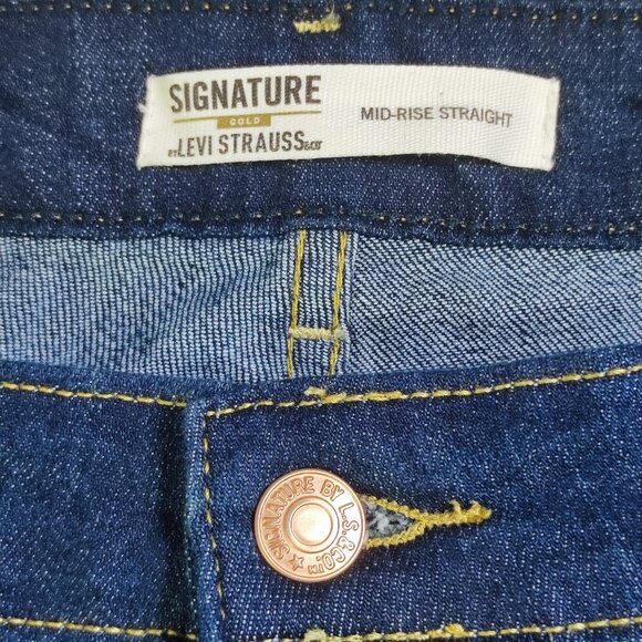 Signature by Levi Strauss Jeans mid-rise straight women's size 22S ink blue - Picture 6 of 14